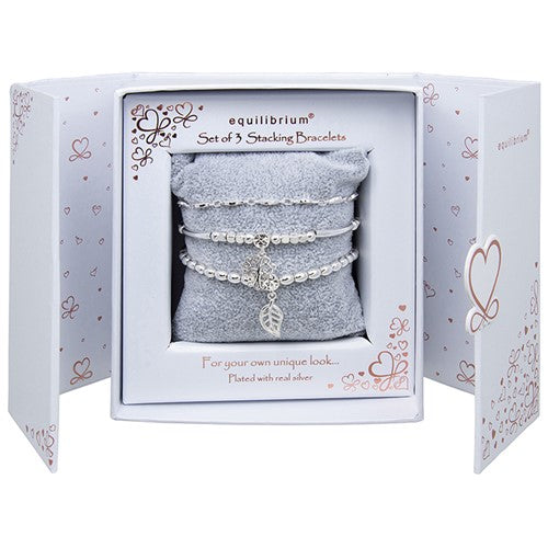 Equilibrium Silver Stacking Bracelet Gift Set - Nature