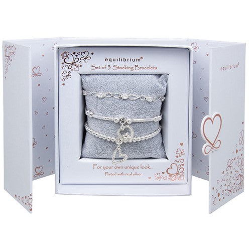 Equilibrium Silver Stacking Bracelet Gift Set - Sparkle