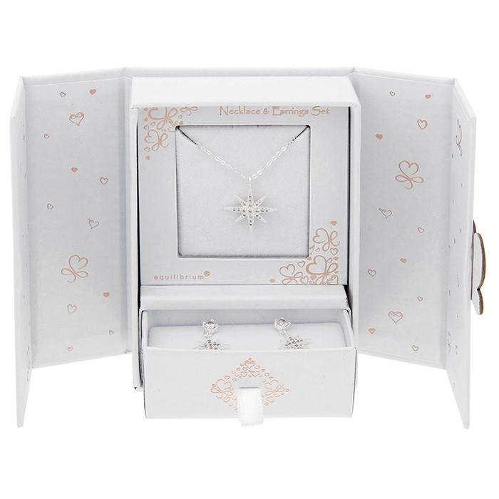 Equilibrium Silver Plated Necklace & Earrings Gift Set - Glam Star