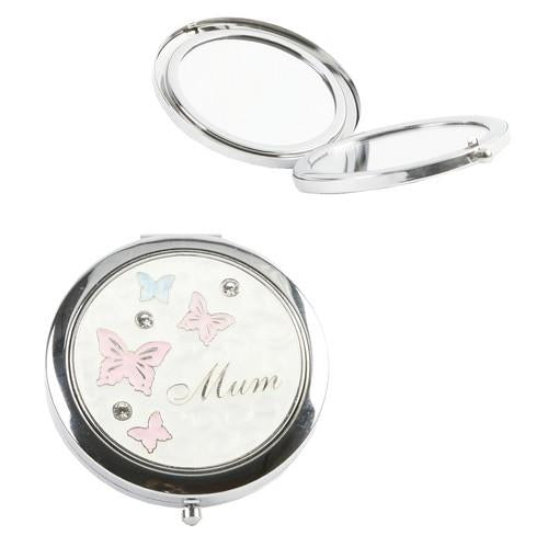 Compact Mirror with Butterfly Pattern Mum Grandma Nan Sentiment