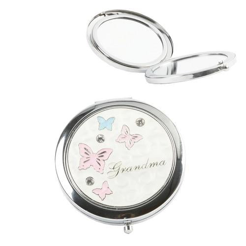 Compact Mirror with Butterfly Pattern Mum Grandma Nan Sentiment