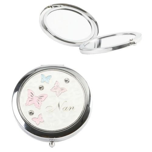 Compact Mirror with Butterfly Pattern Mum Grandma Nan Sentiment