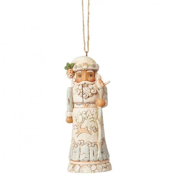 heartwood creek hanging ornament - white woodland nutcracker santa