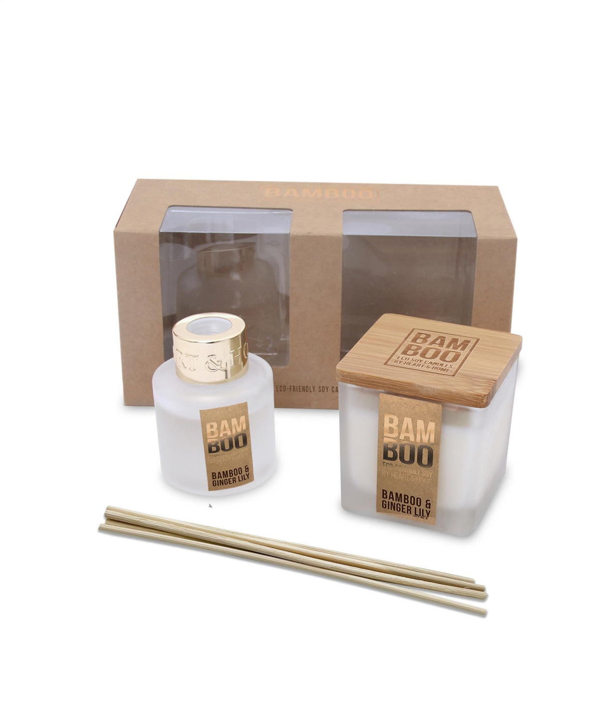 Bamboo Small Jar & Reed Diffuser Gift Set Bamboo