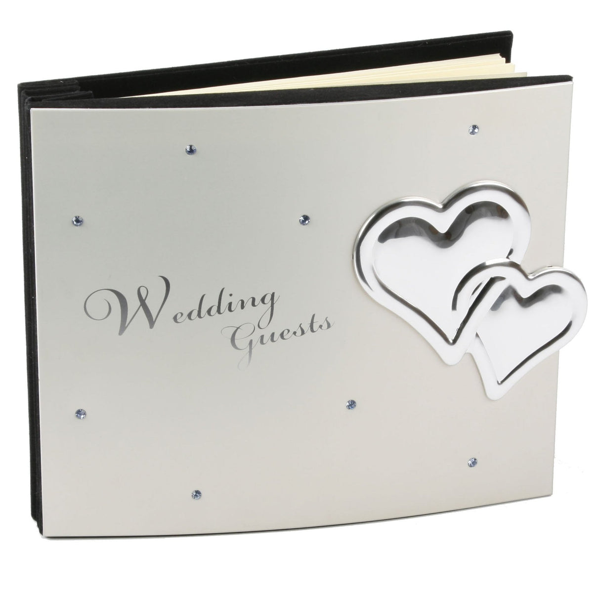 Juliana Aluminium Luxury Wedding Guest Book with Crystals & Hearts 40 Pages