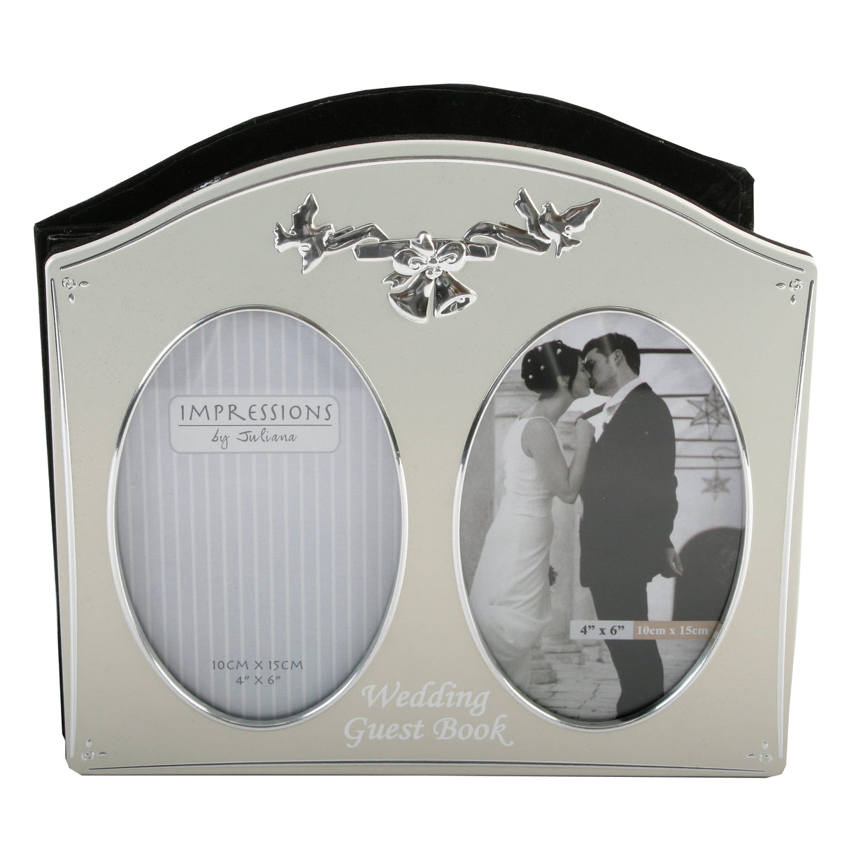 Juliana Impressions Wedding Guest Book with 2 Oval 6" x 4" Photo Inserts