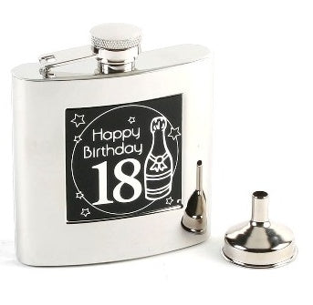 Harvey Makin 6oz Stainless Steel Hip Flask - 18th