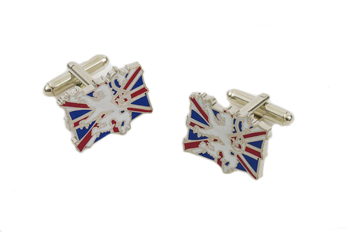UK Union Jack Flag with White Lion Cufflinks