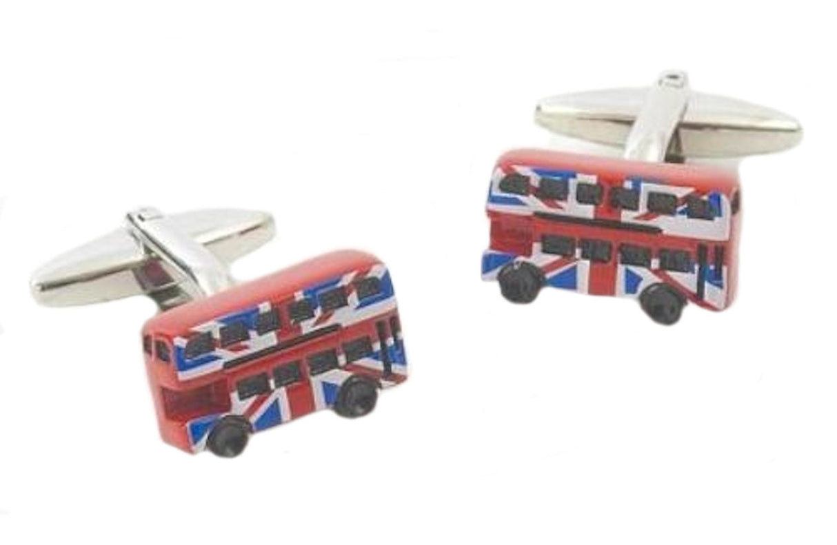 Red London Bus with UK Union Jack Flag Cufflinks