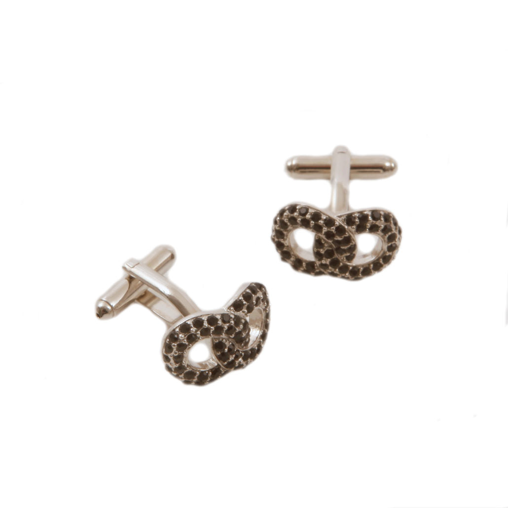 Entwined Dress Cufflinks with Black Diamante Crystal