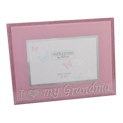 Impressions Pink Glass Photo Frame 6x4" - I Love my Grandma