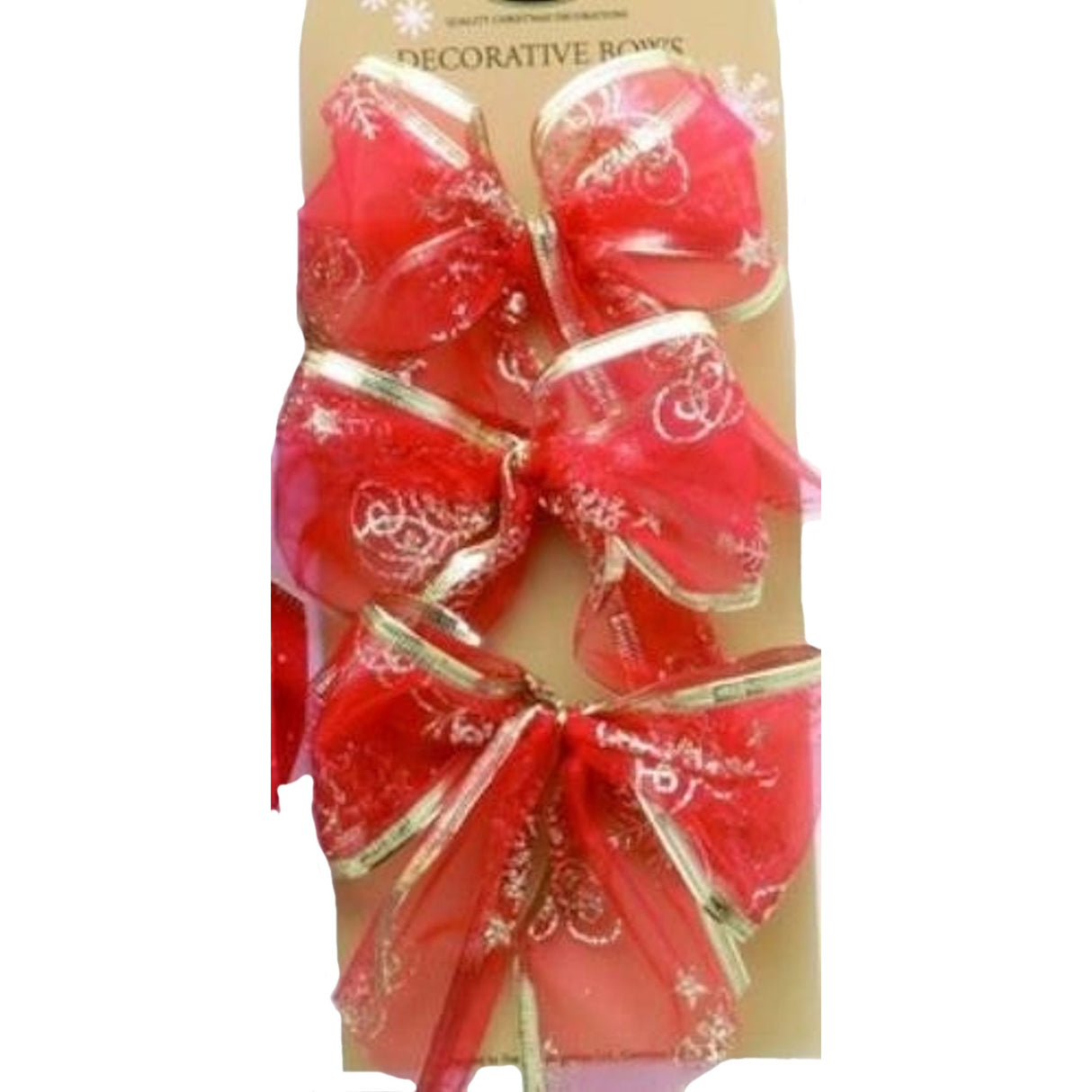 Christmas Wrapping - Bows Red with Gold Swirl Pack of 6