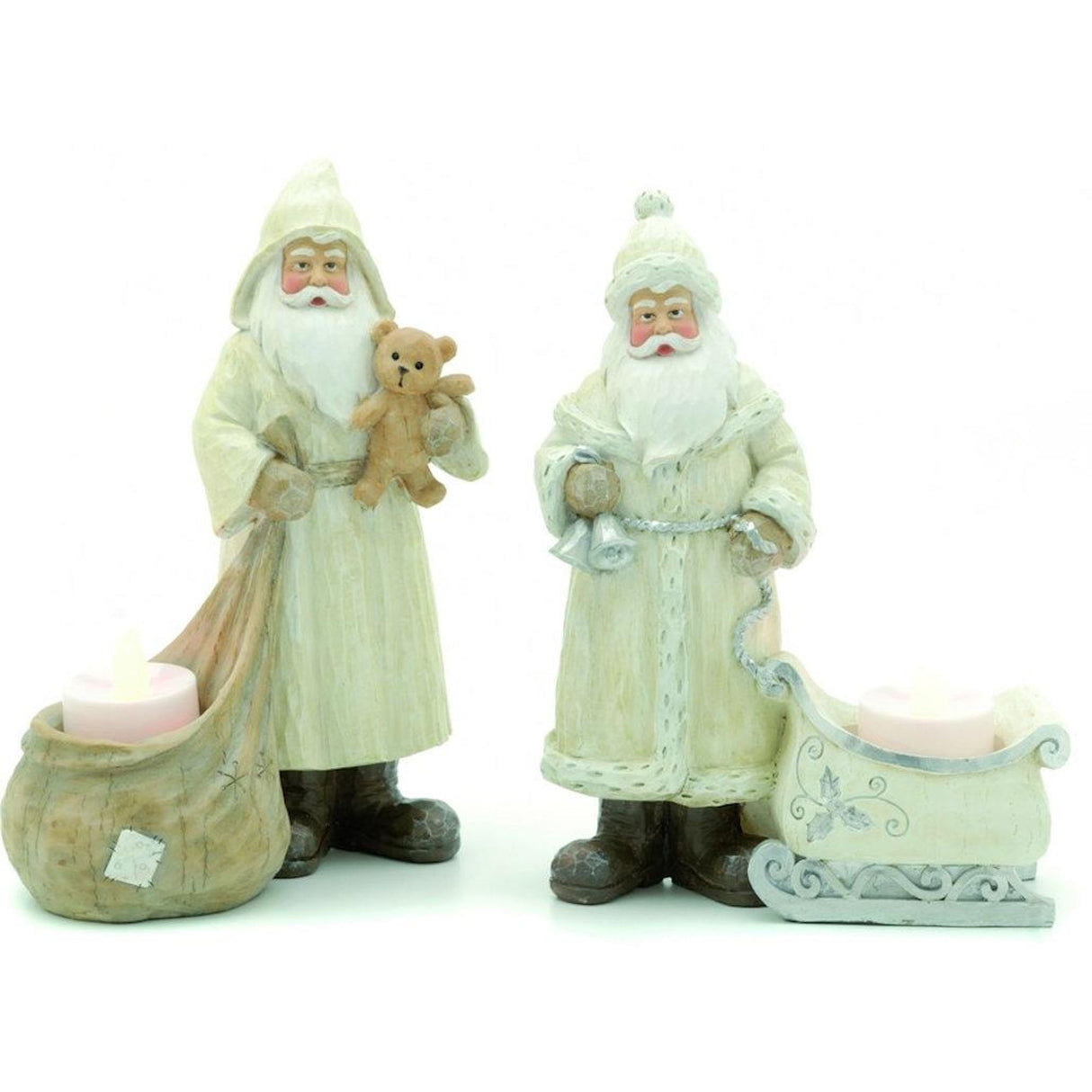 Christmas Tea Light Candle Holder - Santa Set of 2 Assorted