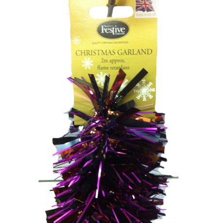 Christmas Garland Tinsel 2M Pack of 2 - Purple & Bronze