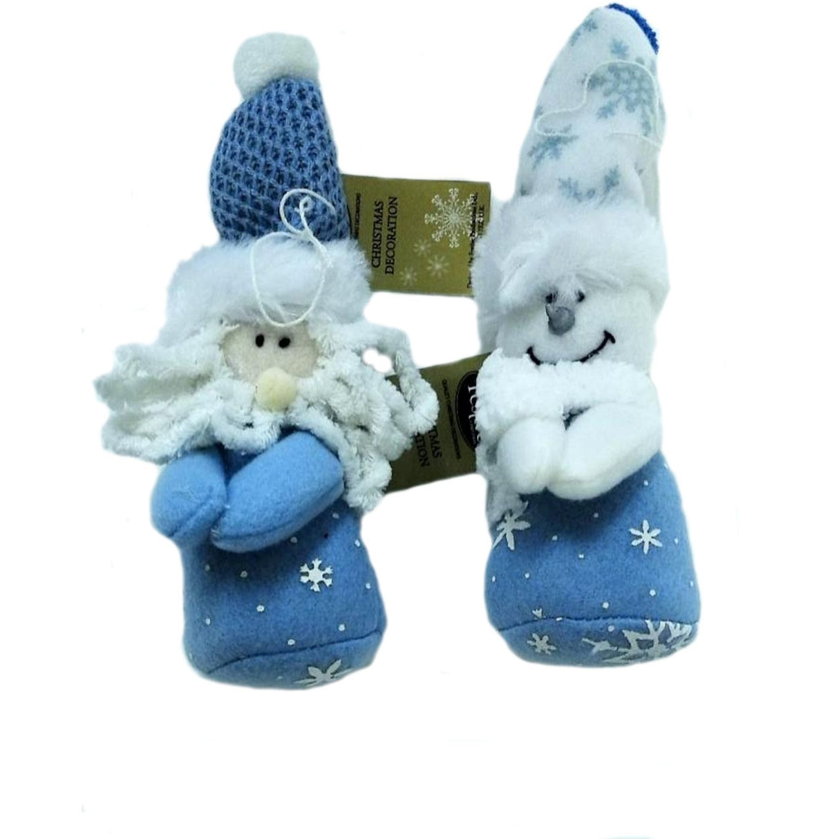 Christmas Tree Hanging Decorations - Plush Santa & Snowman Pack of 2 Assorted