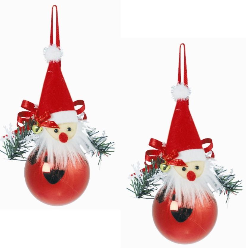 Weiste Christmas Tree Decorations Set of 2 - Red & White Collection - Santa Face
