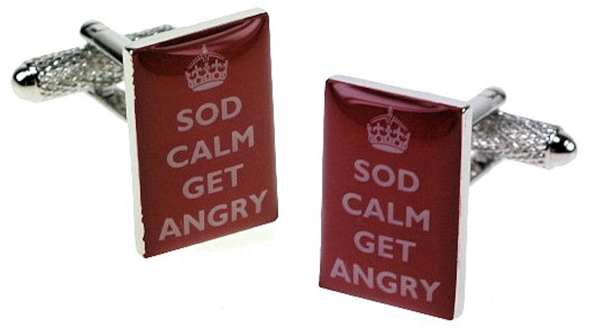 Sod Calm - Get Angry Humorous Cufflinks