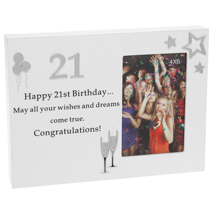 Reflections Block Photo Frame 4x6" - 21st Birthday