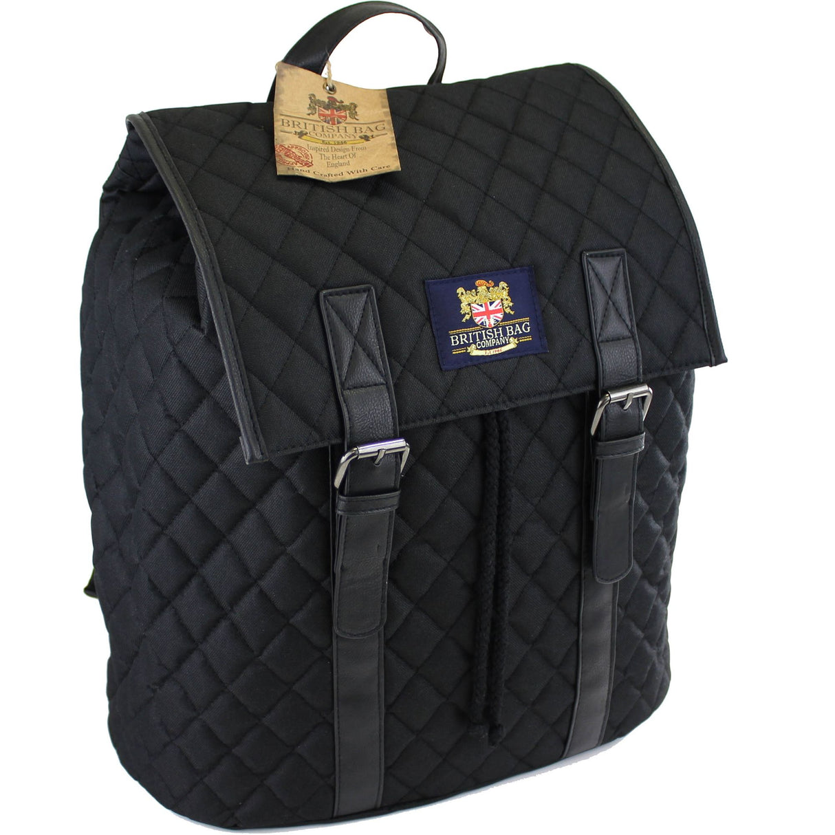 British Bag Company Regent Quilted Back Pack - Black