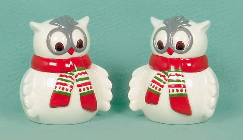 Christmas Tableware - Salt and Pepper Pots Festive Owls