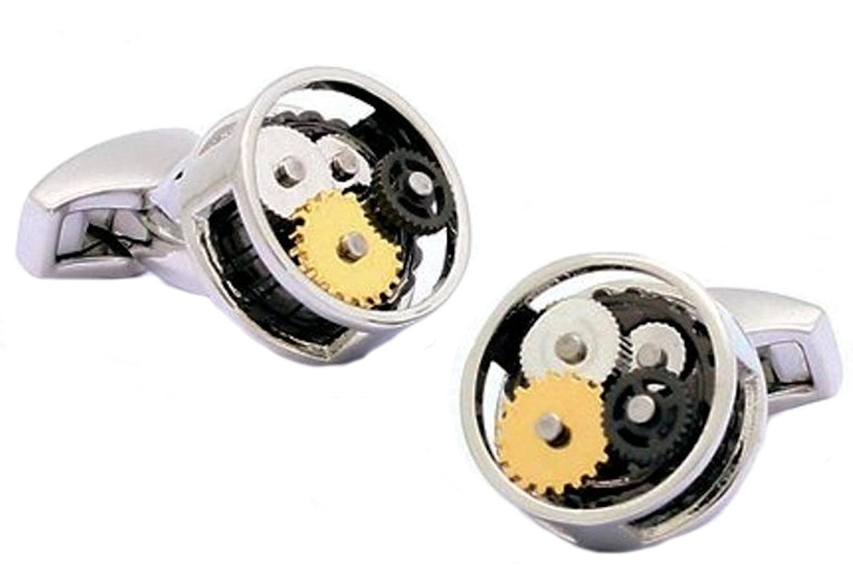 Steampunk Novelty Cufflinks - Silver Finish