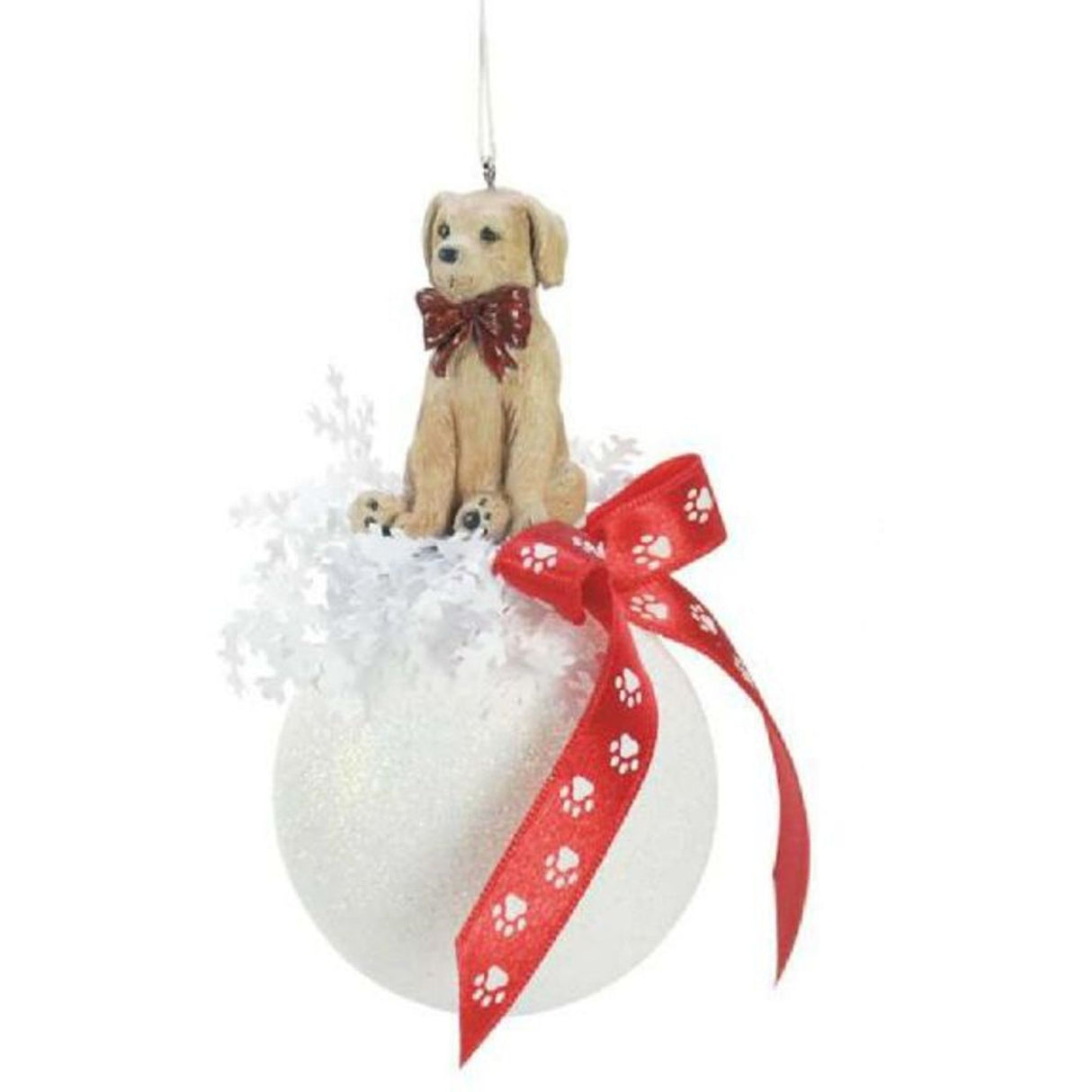 Weiste Christmas Tree Decoration - Dog on Frosted White Bauble
