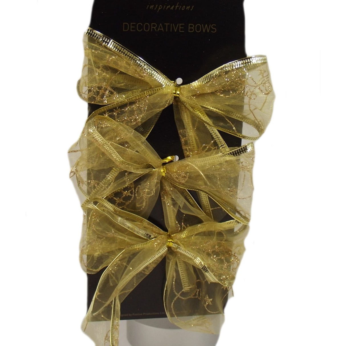 Decorative Gold Bows with Baubles Design Set of 6