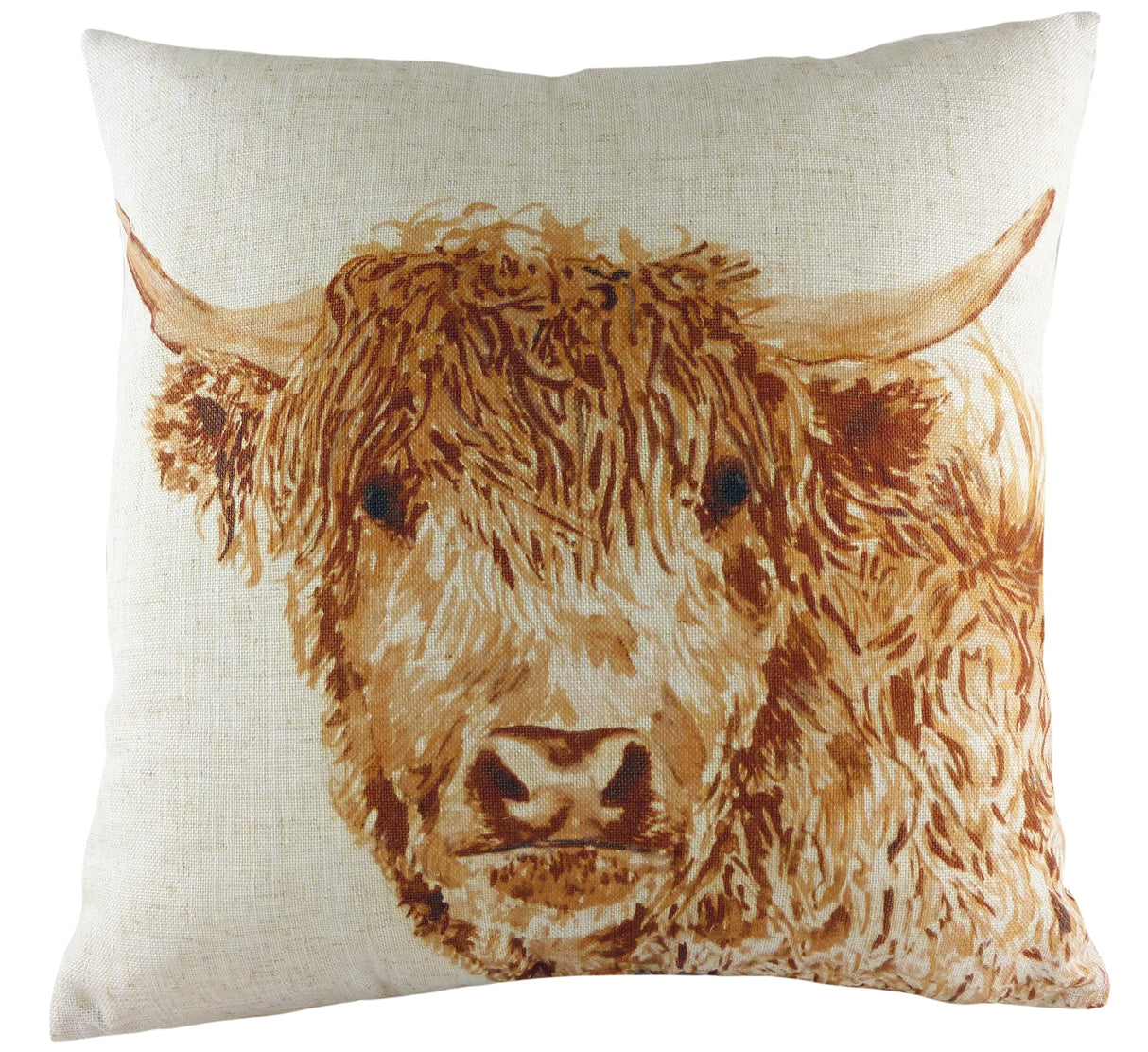 Evans Lichfield Rural Collection Cushion Cover: Angus Highland Cow 17x17"