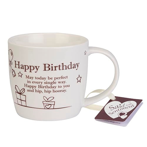 said with sentiment mug, happy birthday design