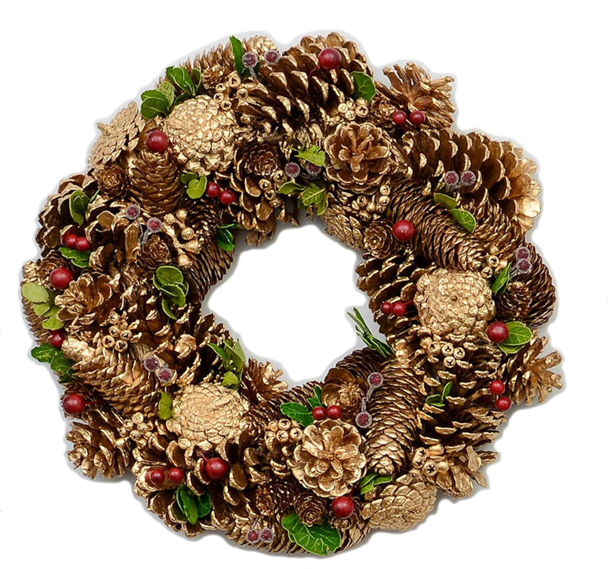 Christmas Wreath 36cm - Gold Pine Cones