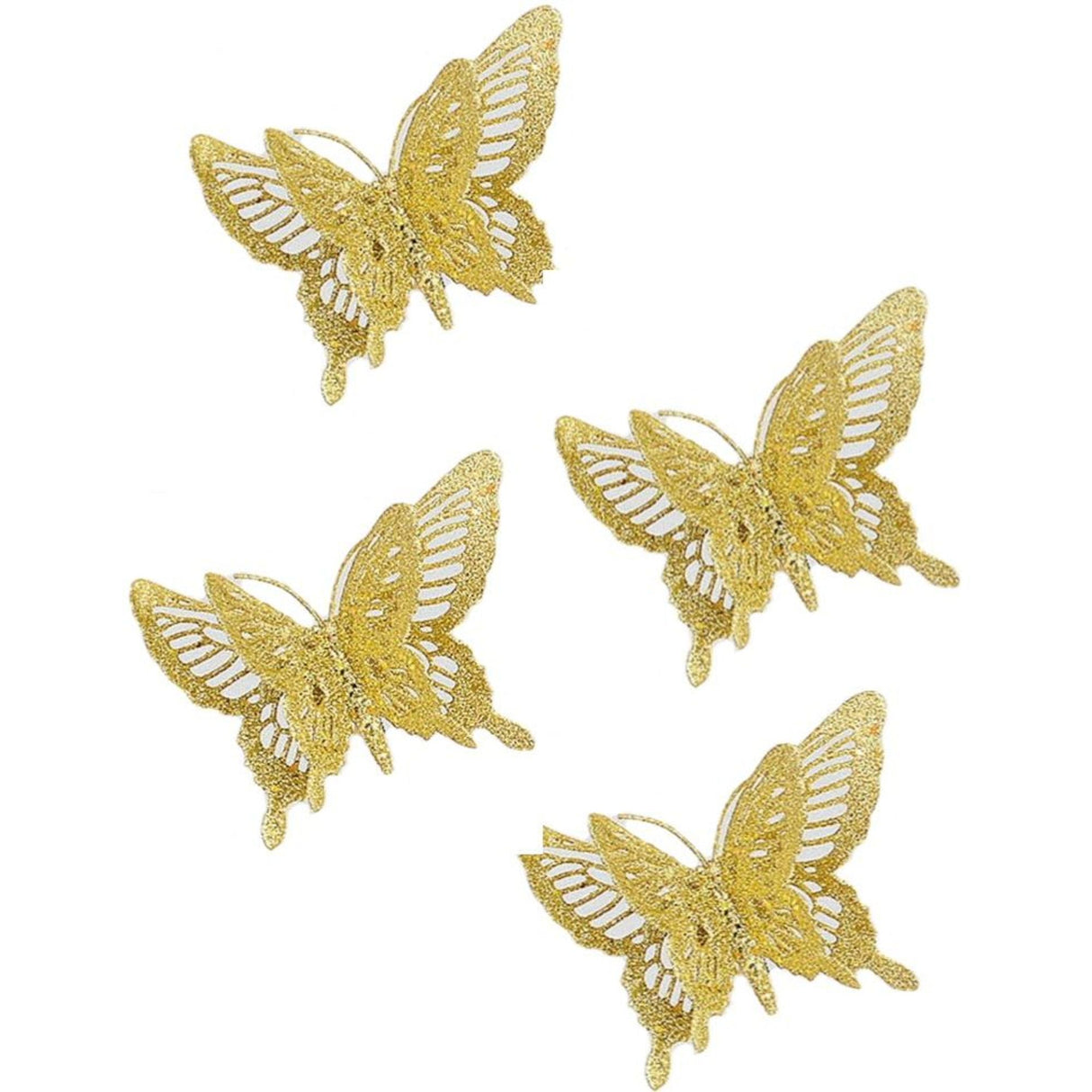 Christmas Tree Clip on Decorations - Gold Butterfly Pack of 4