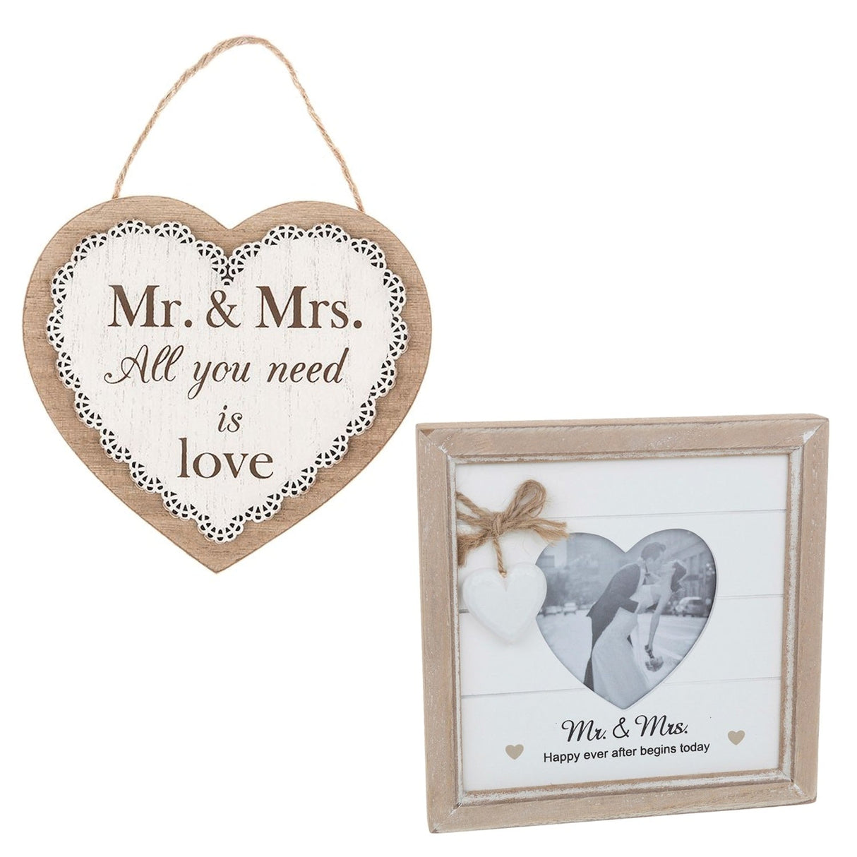Mr & Mrs Wedding Photo Frame & Plaque Gift Set