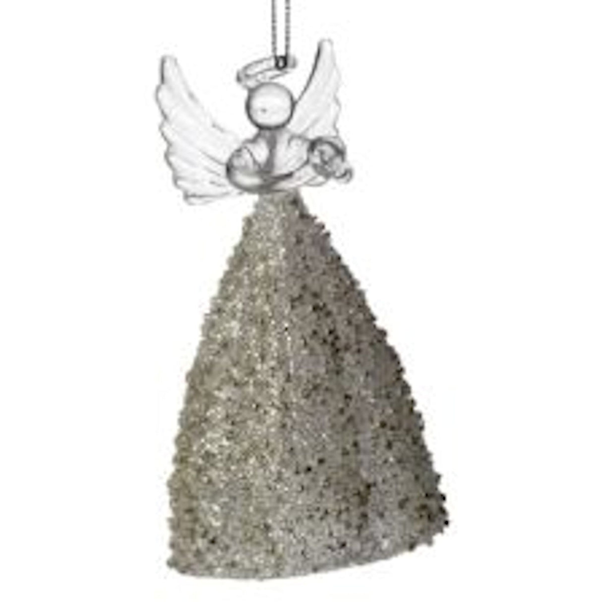 Weiste Christmas Tree Decoration - Glass Angel with Gold Beaded Dress