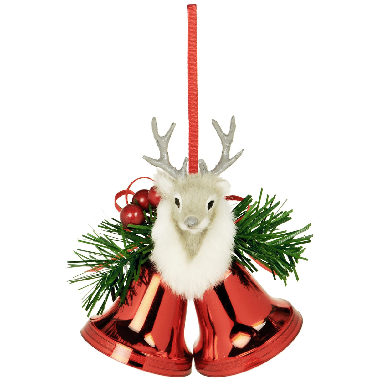 Weiste Christmas Tree Decoration - Red Mini Bells with Reindeer