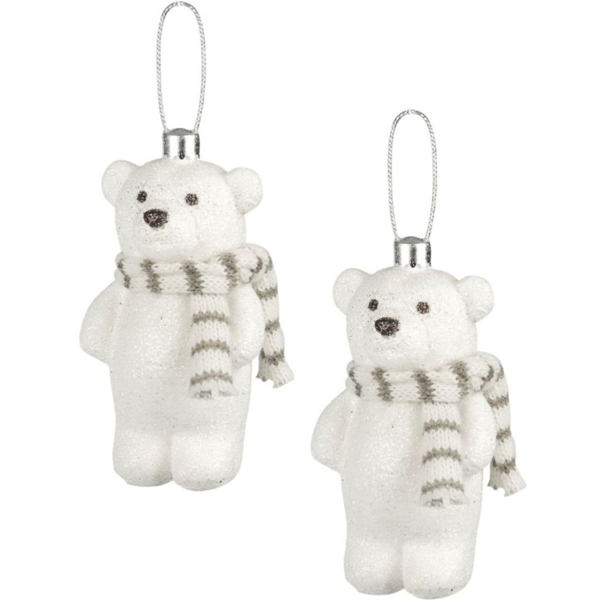 Weiste Christmas Tree Decorations Set of 2 - Snow Glitter Bear Beige