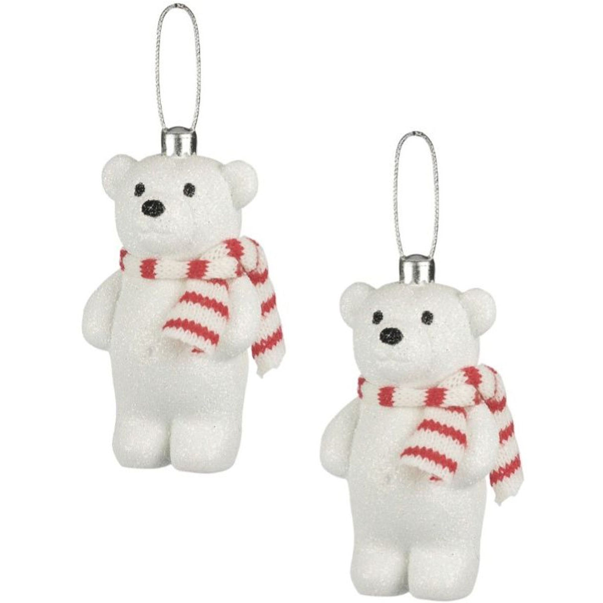 Weiste Christmas Tree Decorations Set of 2 - Snow Glitter Bear Red