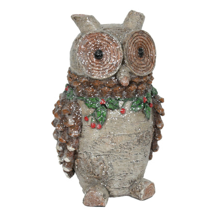 Christmas Decoration - Carved Glitter Ornament Festive Owl 24cm