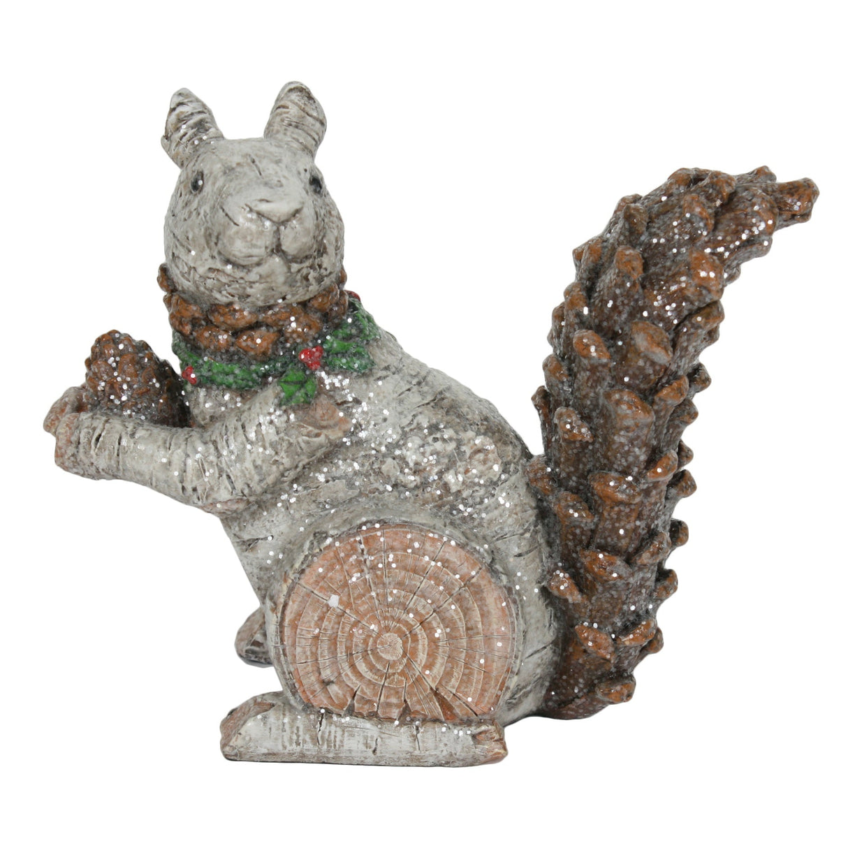 Christmas Decoration - Carved Glitter Ornament Festive Squirrel