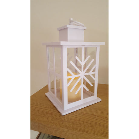 Christmas Lantern with Battery Operated Candle - Snowflake