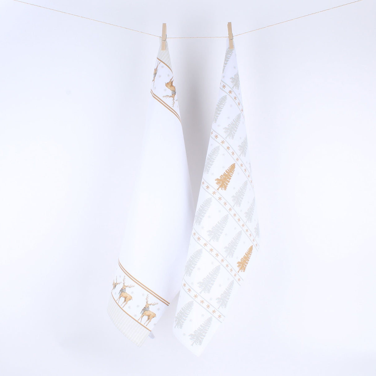 Christmas Tableware - Tea Towels Milly Green Festive Winter Forest Pack of 2