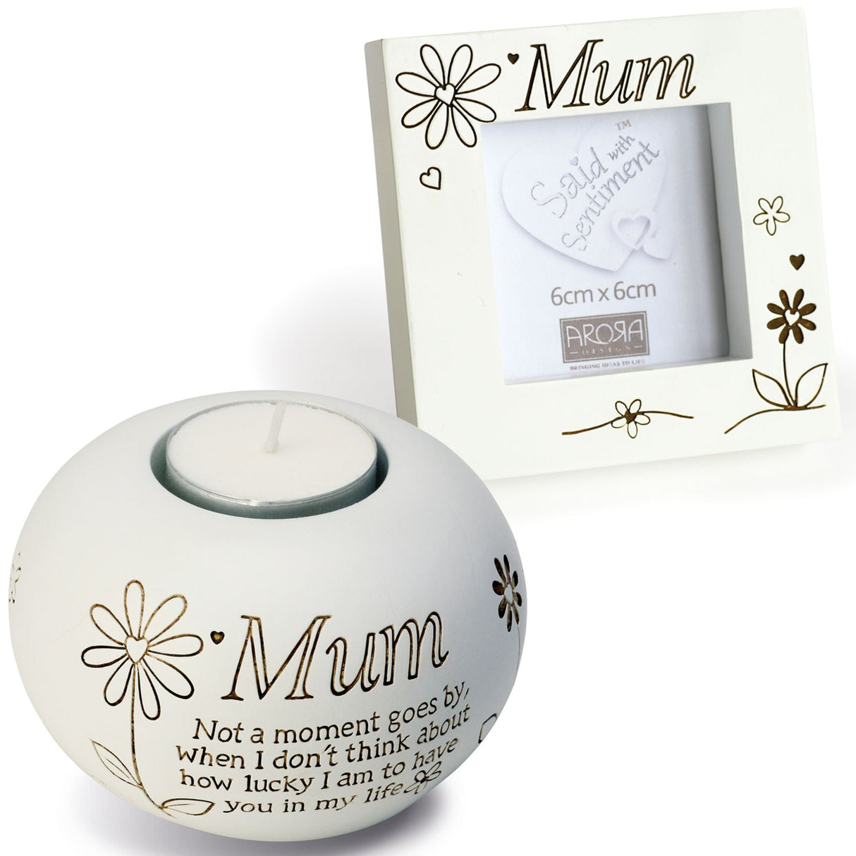 said with sentiment candle holder and frame - mum