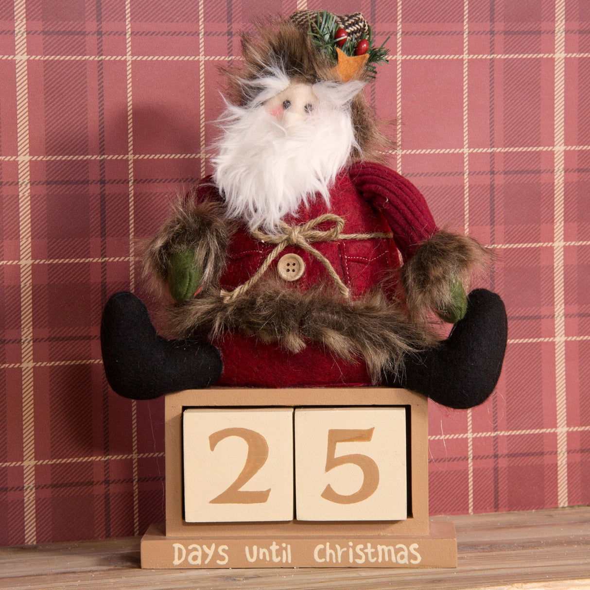 Christmas Decoration - Countdown Advent Calendar Sitting Plush Santa