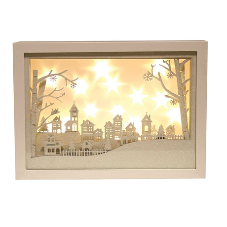 Christmas Decoration - LED Light Up Musical Window Scene with Urban Village