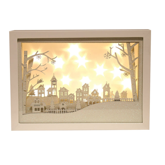 Christmas Decoration - LED Light Up Musical Window Scene with Urban Village