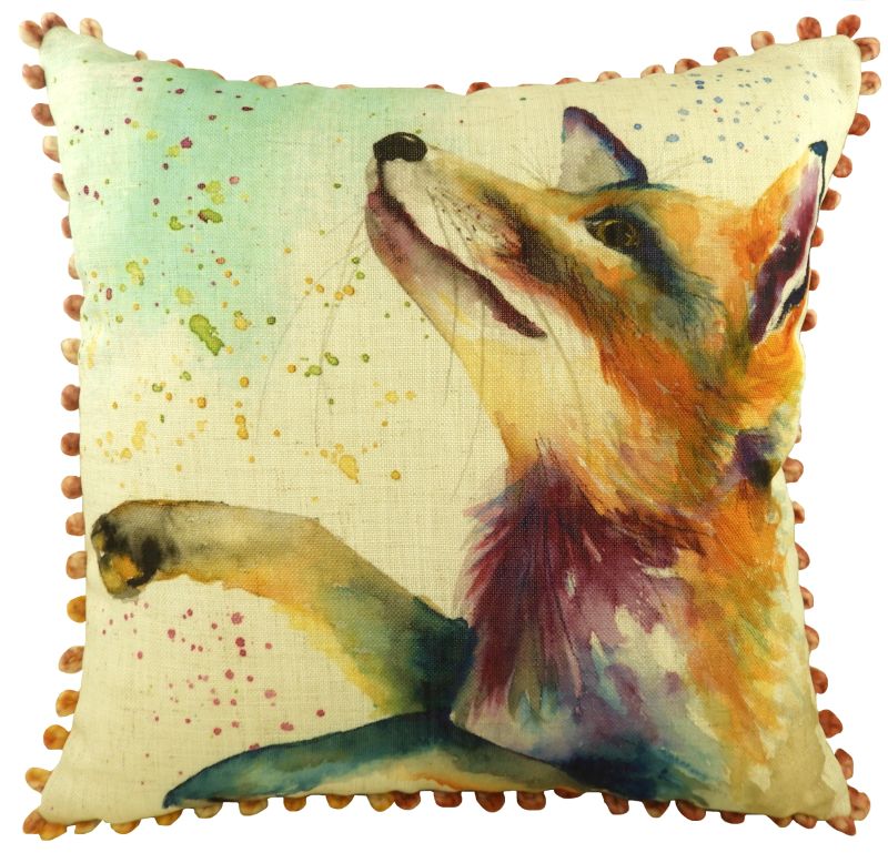 Evans Lichfield Artistic Animals Collection Bobble Trim Cushion Cover: Fox
