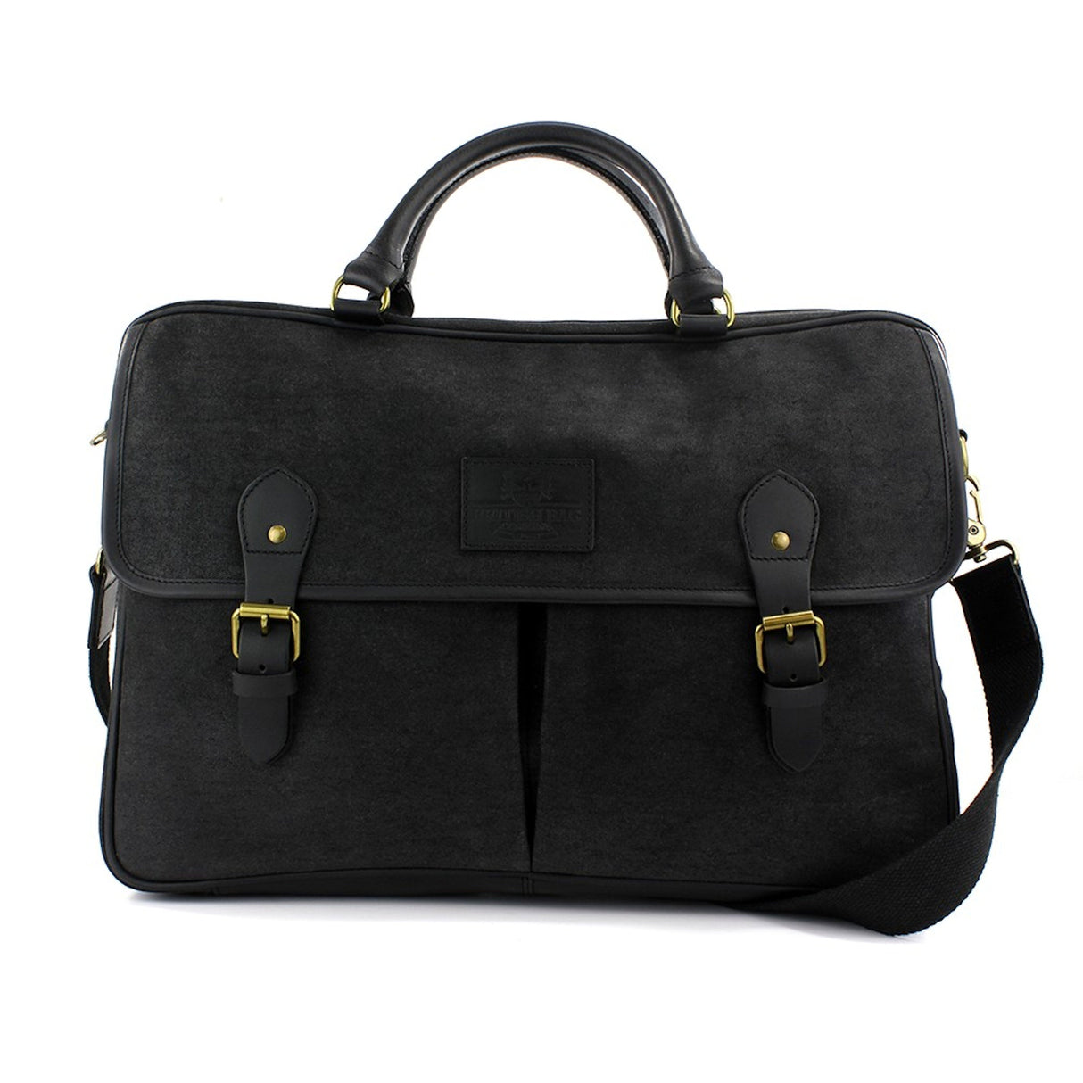 British Bag Company Navigator Waxed Canvas Briefcase - Black