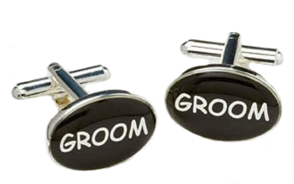 Groom Wedding Cufflinks - Black & Silver