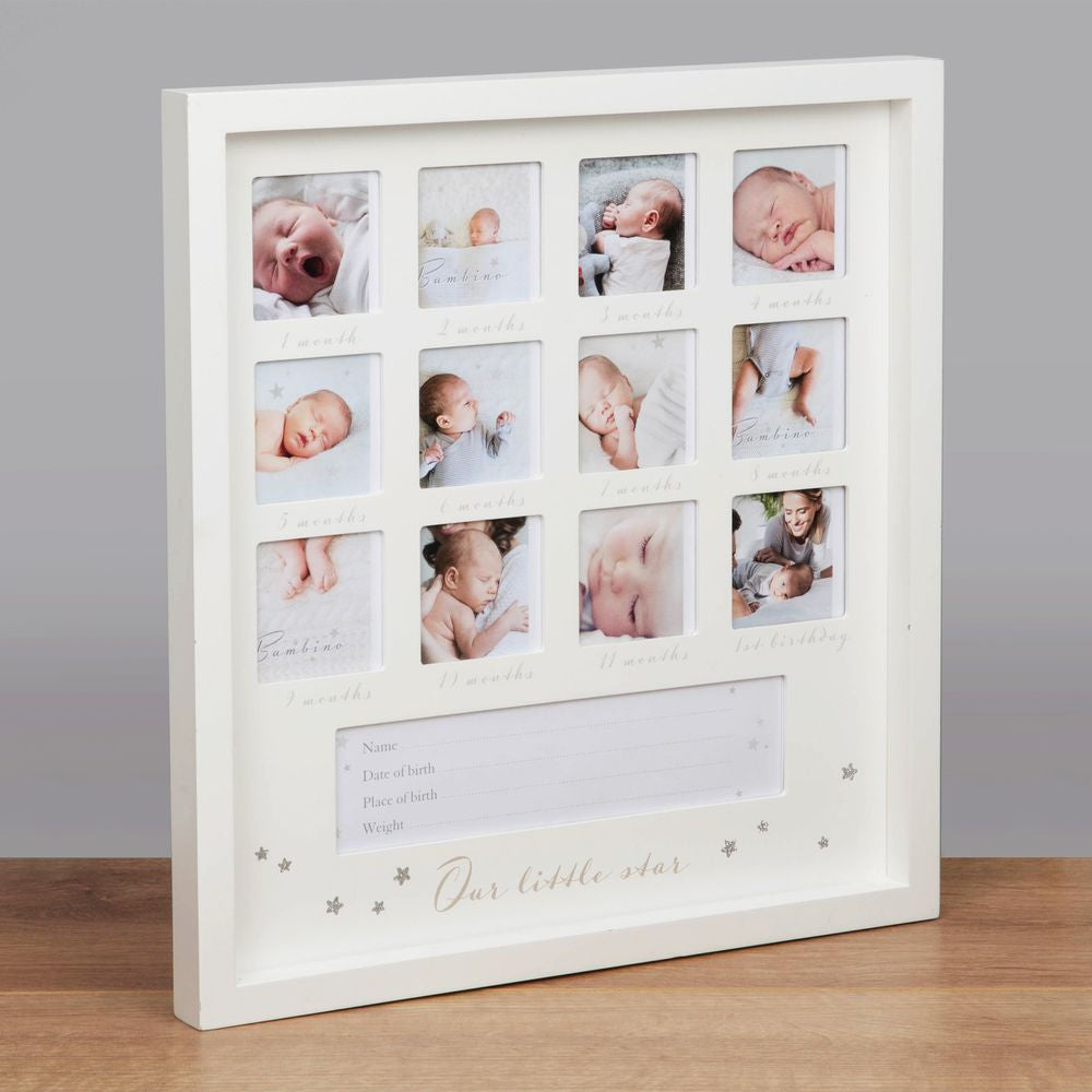Bambino Baby First Year Collage Photo Frame - Our Little Star - Crusader Gifts