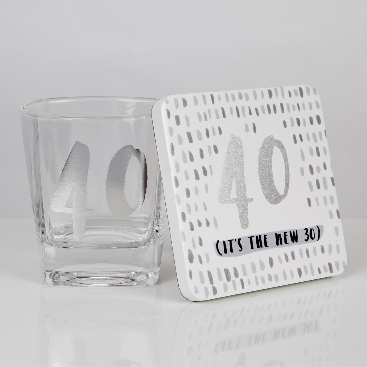 Hotchpotch Luxe Birthday Whiskey Glass & Coaster Set - 40