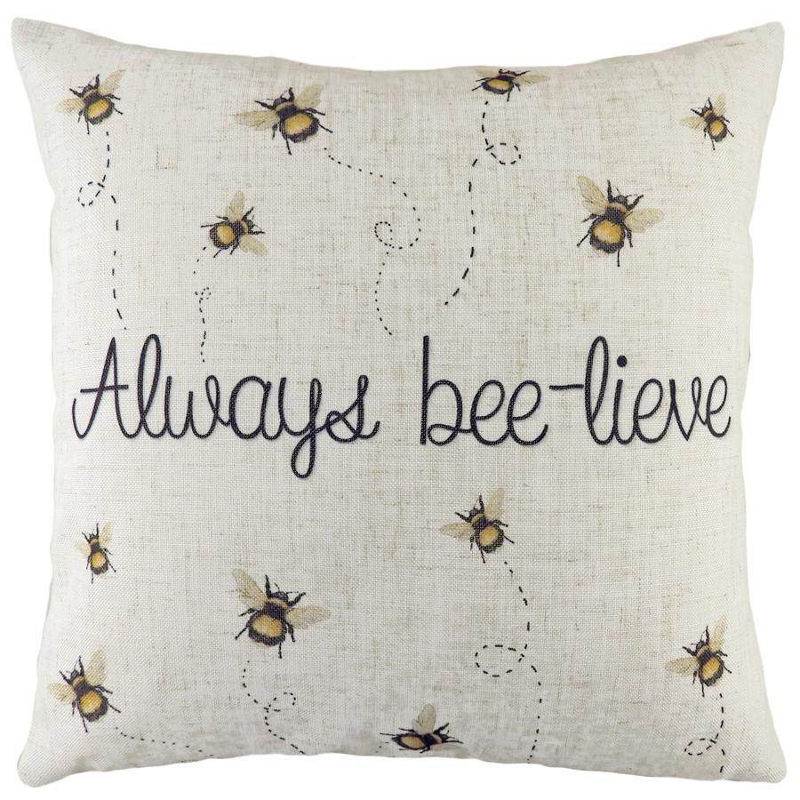 Evans Lichfield Busy Bees Collection Cushion Cover: Always Bee-lieve 17x17"